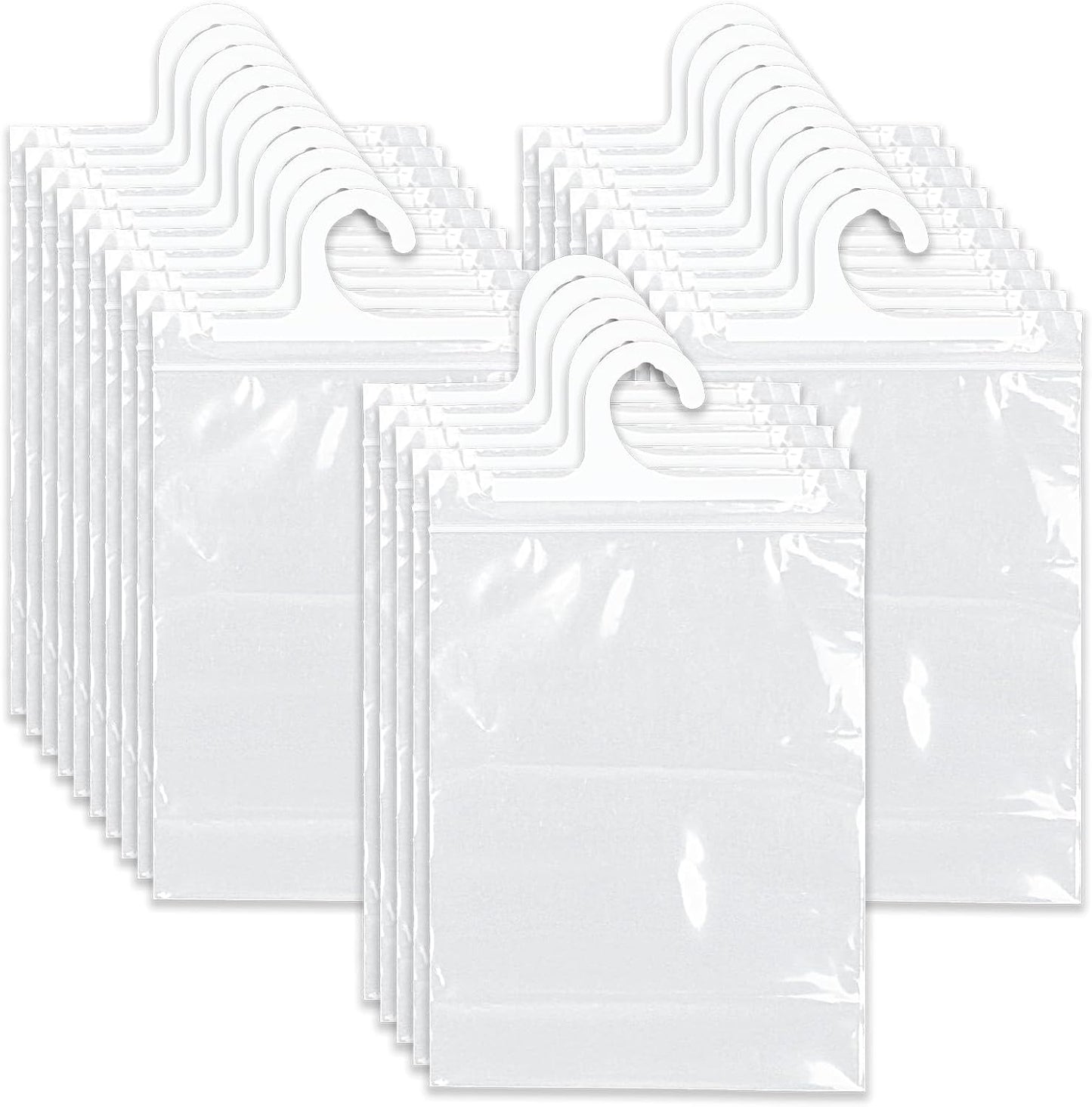 25 Bolsas Plástico Transparente con Gancho para Colgar
