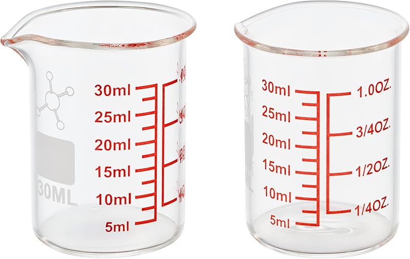 Vaso medidor vidrio borosilicato forma V 1oz pack 2