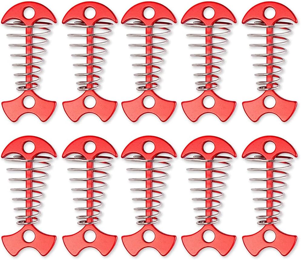 Set 10 Estacas Terraza Espina Pescado Hebilla Resorte Rojo