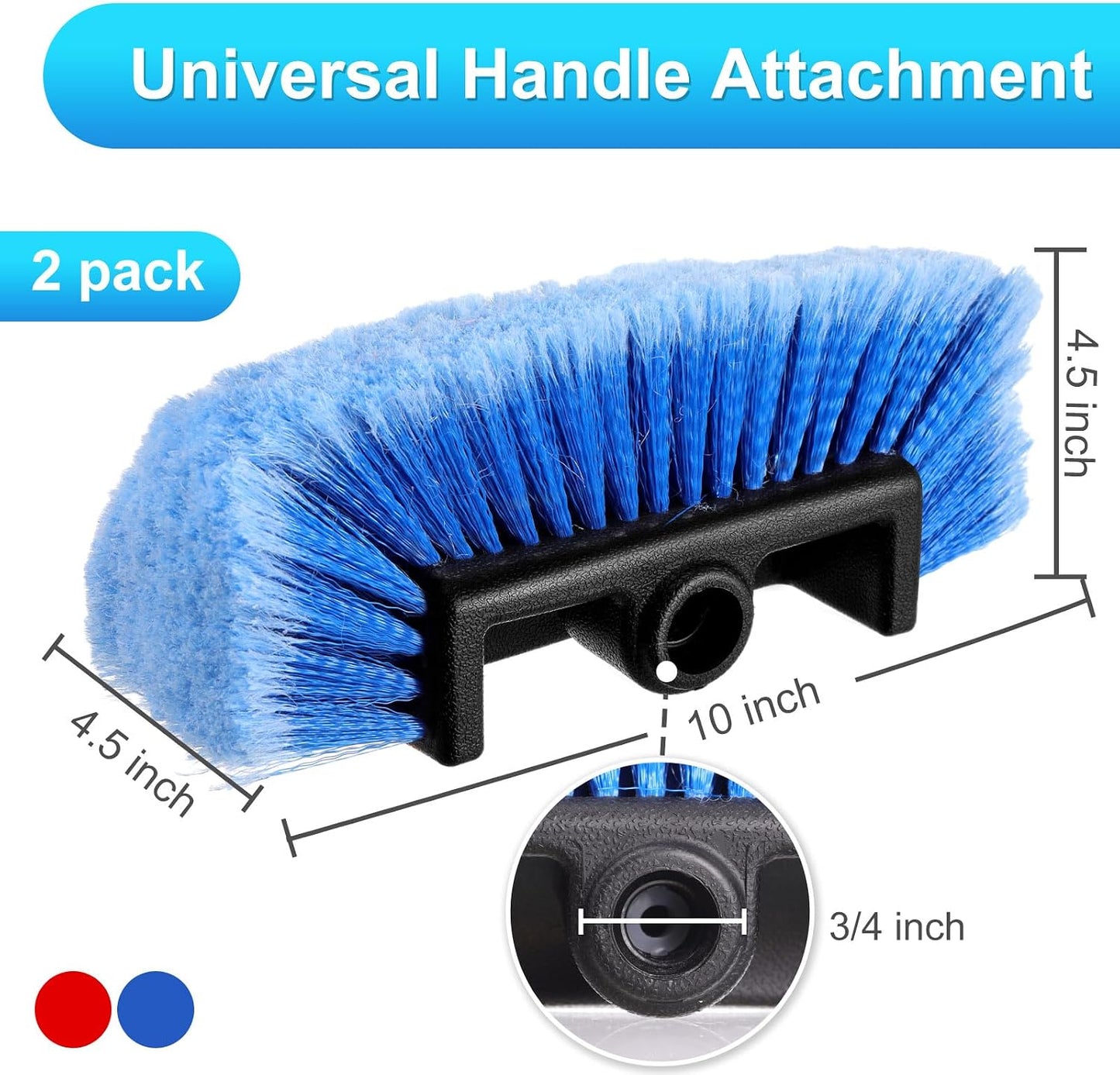 Cabezal cepillo auto 10" suave para lavado 2 pzas rojo azul