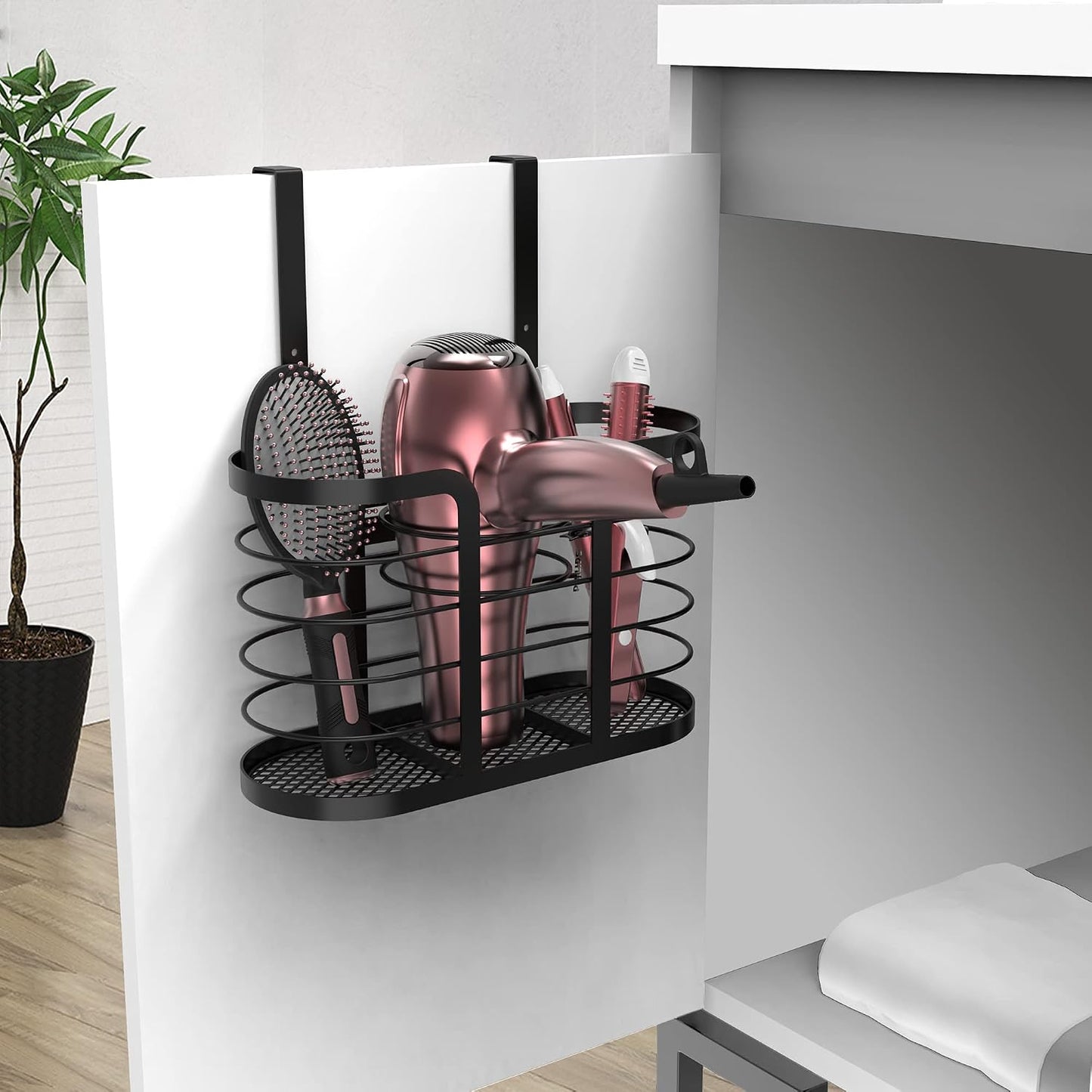 Organiz. herramientas cabello soporte secador planchas baño