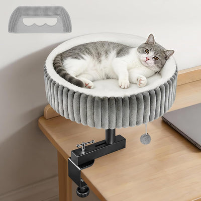 Cama escritorio gato rotación 360° soporte ajustable 80lb gris