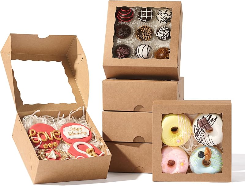 55 Pzas Cajas marrones con ventana para fresas
