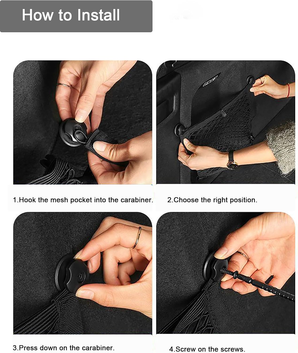 Red carga 2 capas con bolsillo y ganchos para coche