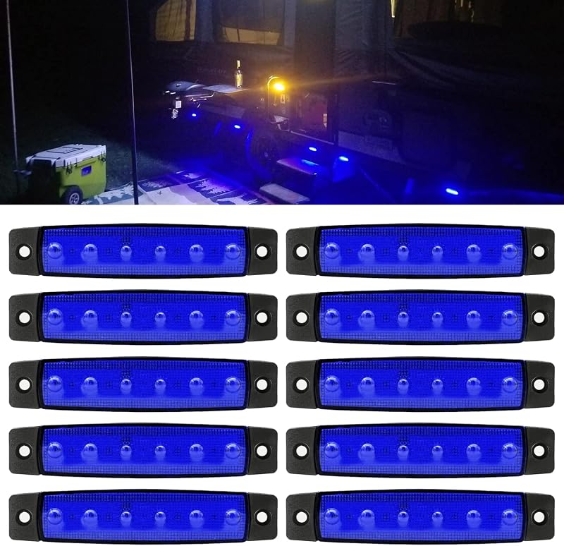 10x6 Luces LED 12V para Camión Autobús Remolque Barco Azul