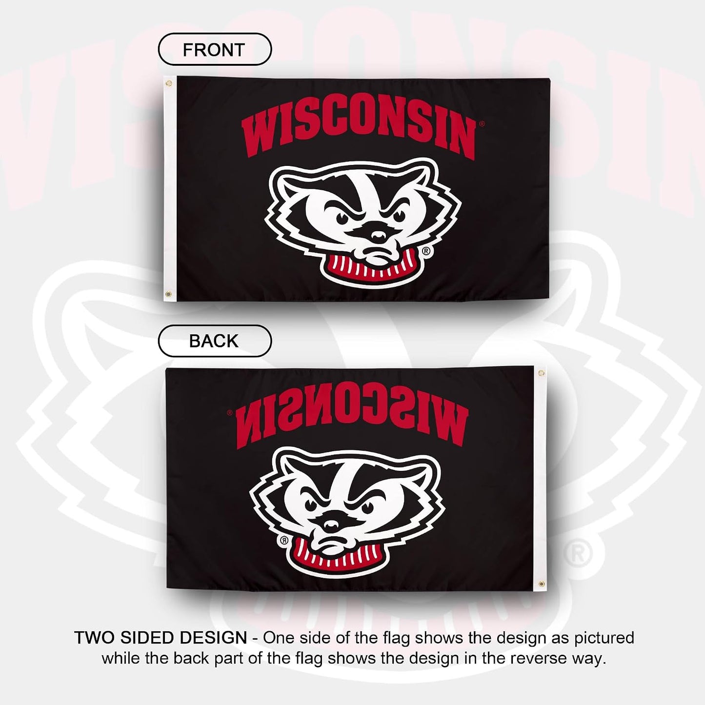 Bandera UW Wisconsin 3x5ft tela poliéster duradera