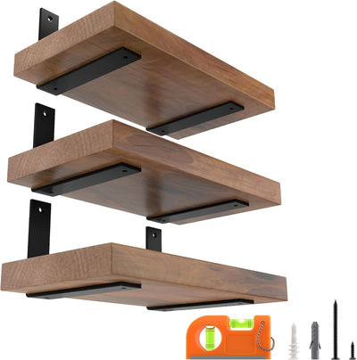 6 Soportes Flotantes en L 4" Acero Negro
