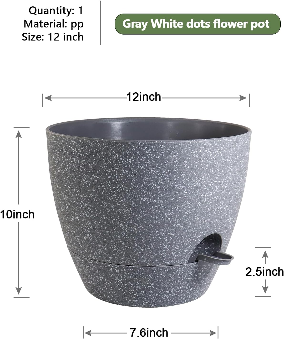 Maceta riego automático 12" plástico con drenaje