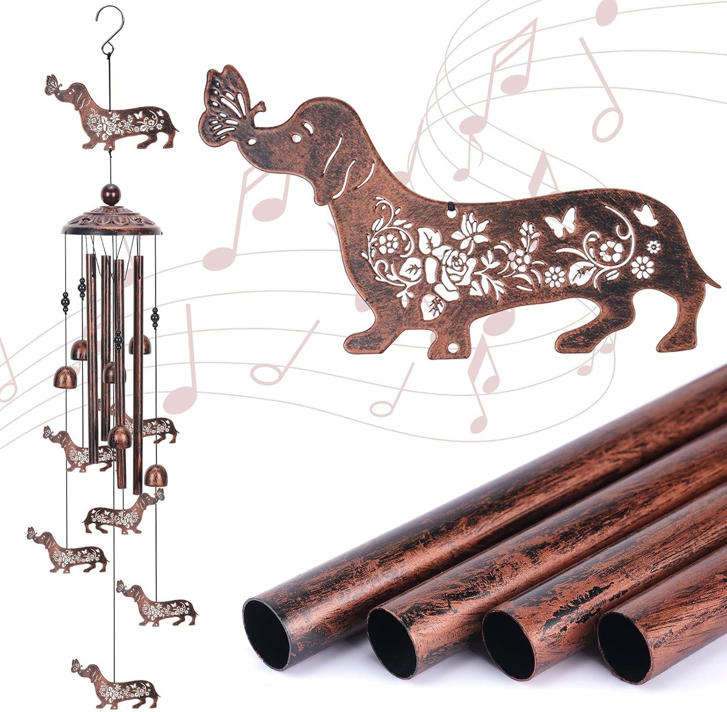 Campanillas viento perro dachshund metal regalo cumpleaños