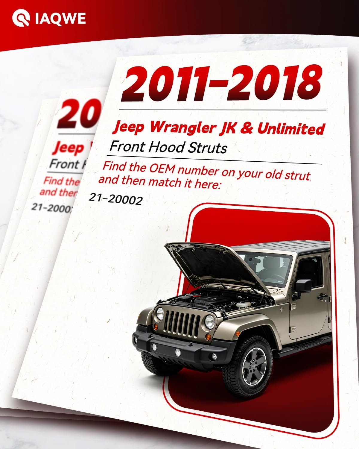 Soporte elevación capó Jeep Wrangler JK con amortiguadores