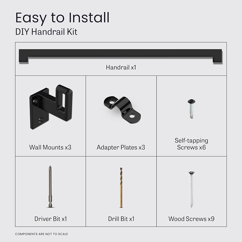 Kit pasamanos aluminio negro mate 6ft con soportes