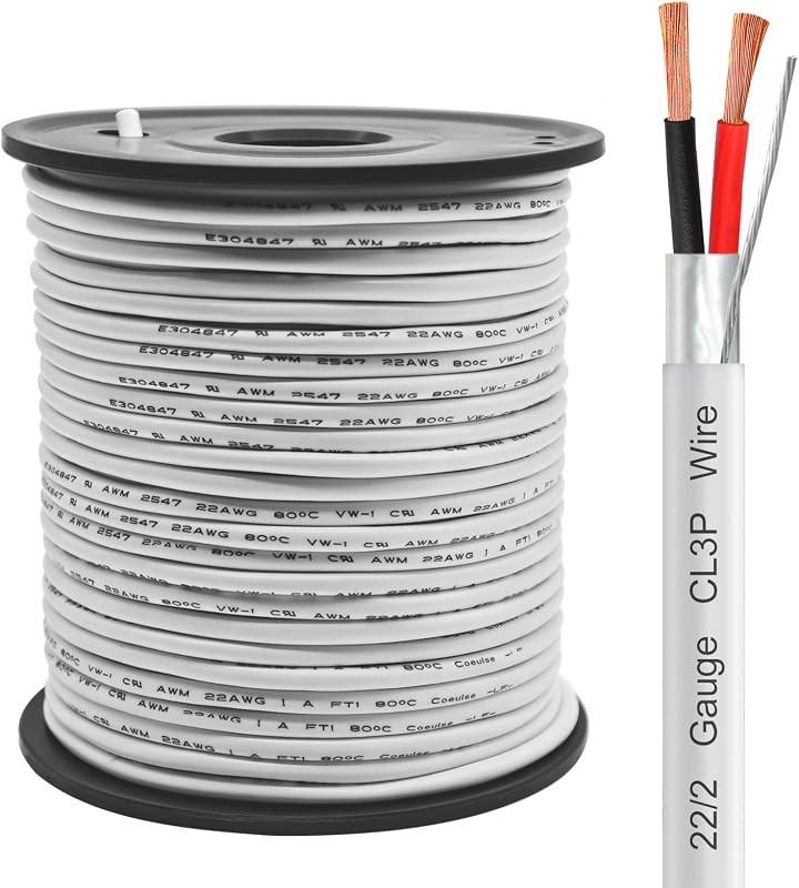 Cable blindado 22/2 CL3P 200ft cobre puro para alarma