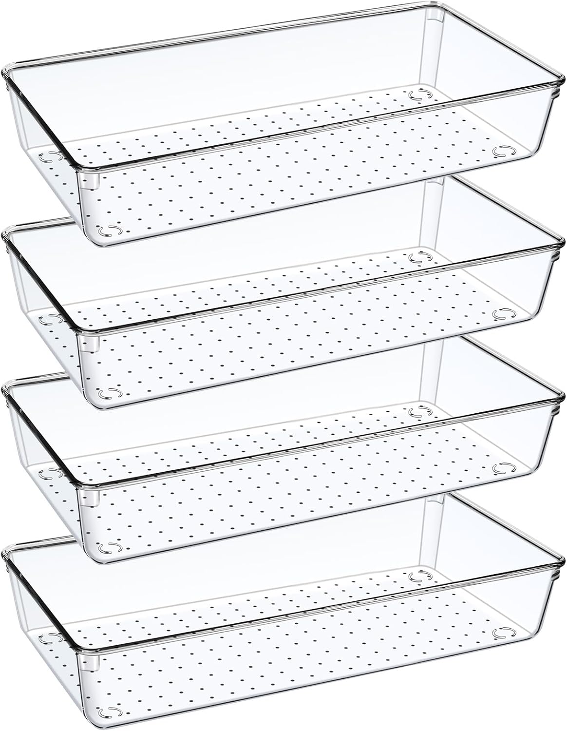 4 bandejas organizadoras plástico transparente 12pulg escritorio