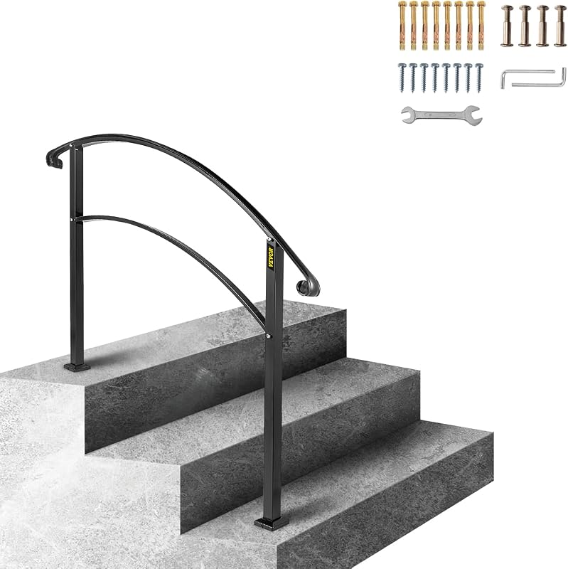 Pasamanos hierro forjado negro para escalones exteriores