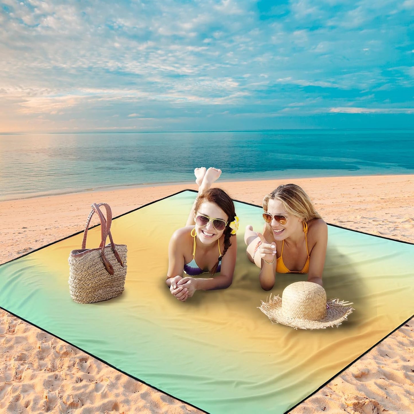 Manta playa impermeable 79x83 pulg para 2-8 adultos
