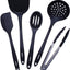 Set 5 Pzas Utensilios Cocina Silicona Antiadherente Negro