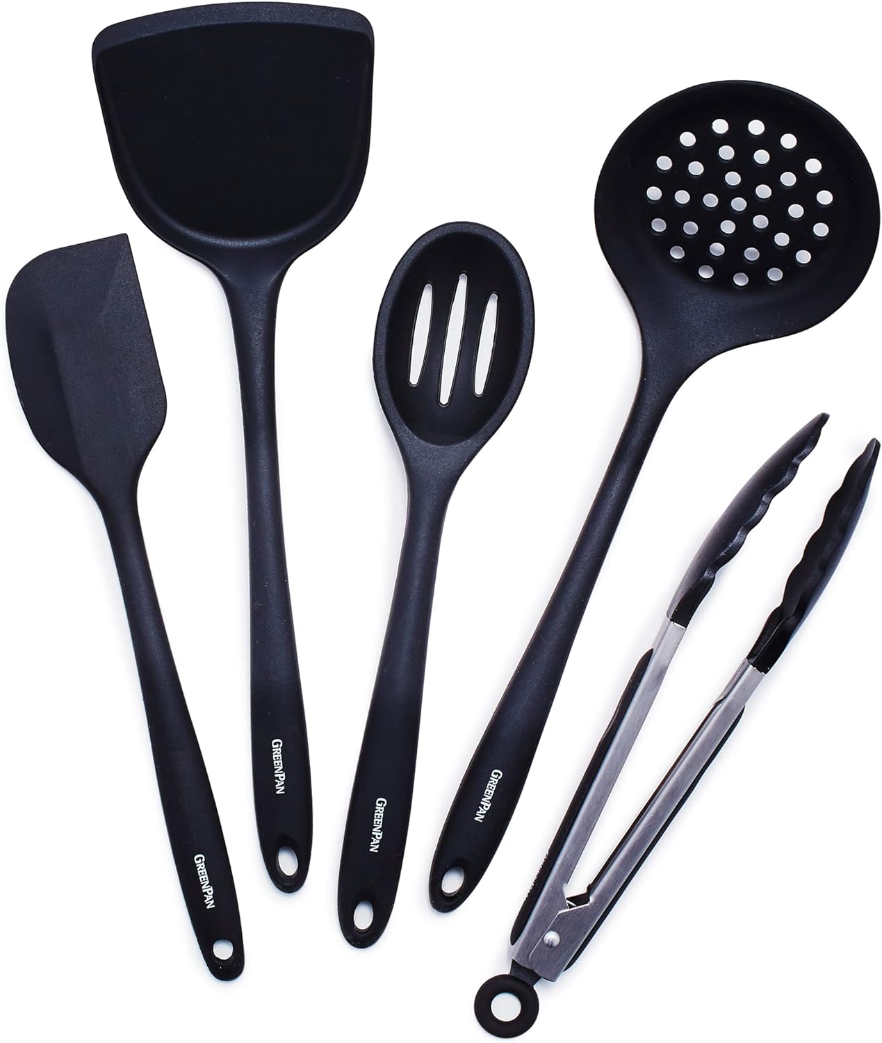 Set 5 Pzas Utensilios Cocina Silicona Antiadherente Negro