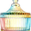 Tarro vidrio colorido con relieve para caramelos y galletas
