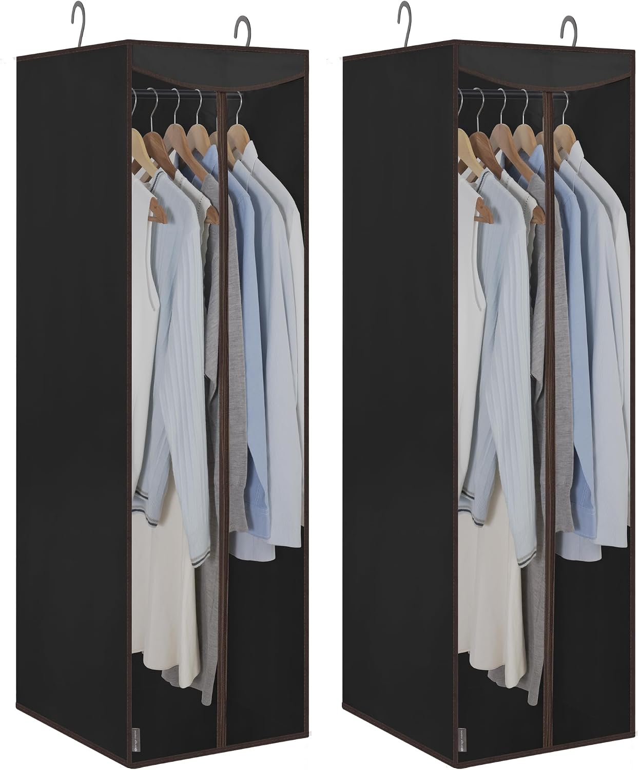 2 Fundas colgantes con cremallera y ventana para ropa negra