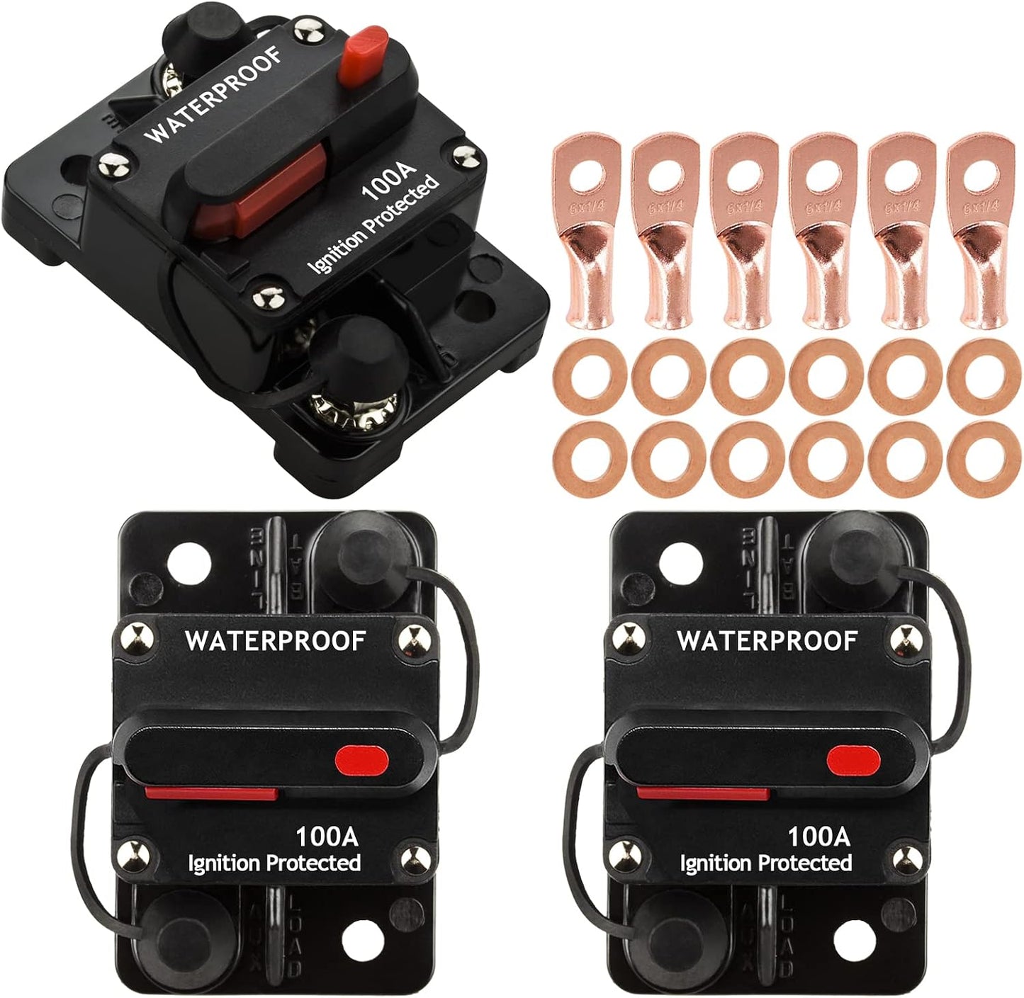 3 Disyuntores 100A Manual 12V-48VDC para Auto Moto Barco