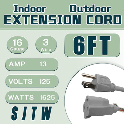 Alargador cable 6ft impermeable 16/3 gris 3 clavijas