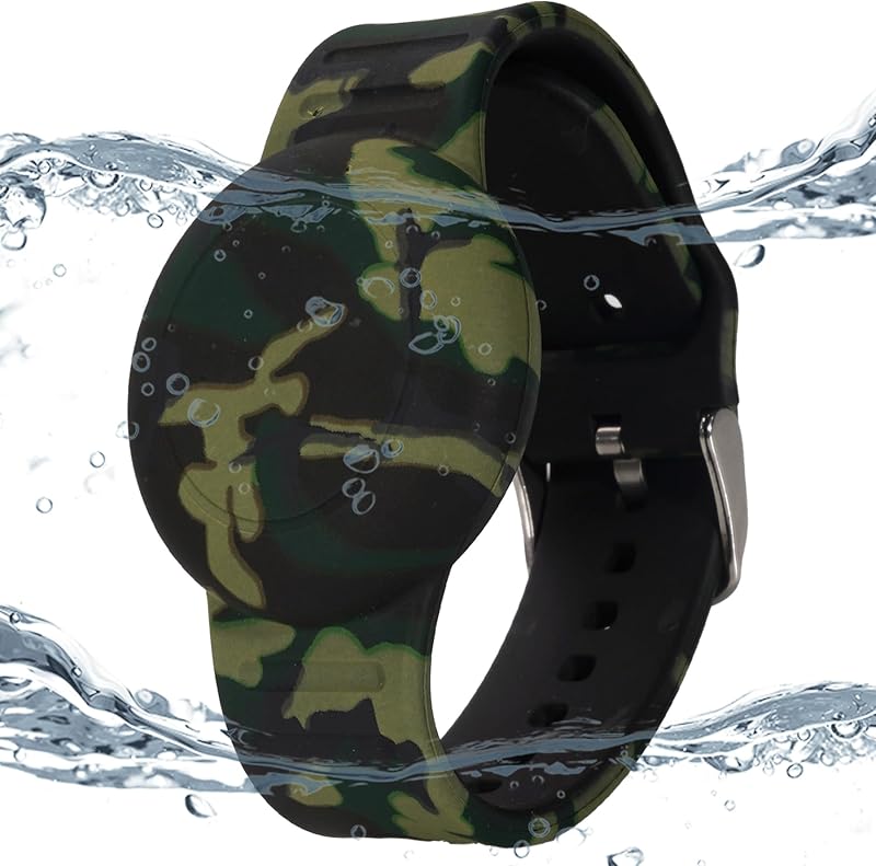 Pulsera AirTag impermeable para niños con soporte silicona negro
