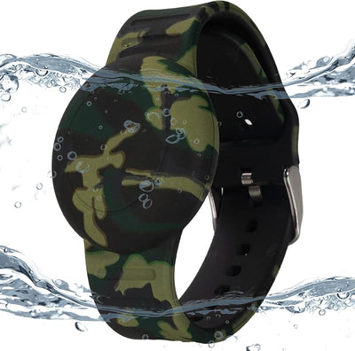 Pulsera AirTag impermeable para niños con soporte silicona negro