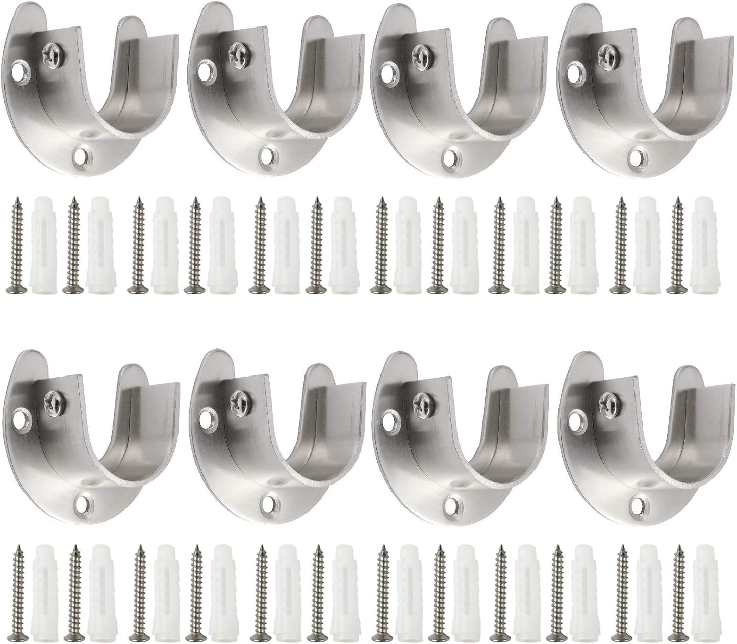 Soportes barra armario 8 pzas plata 1.25"