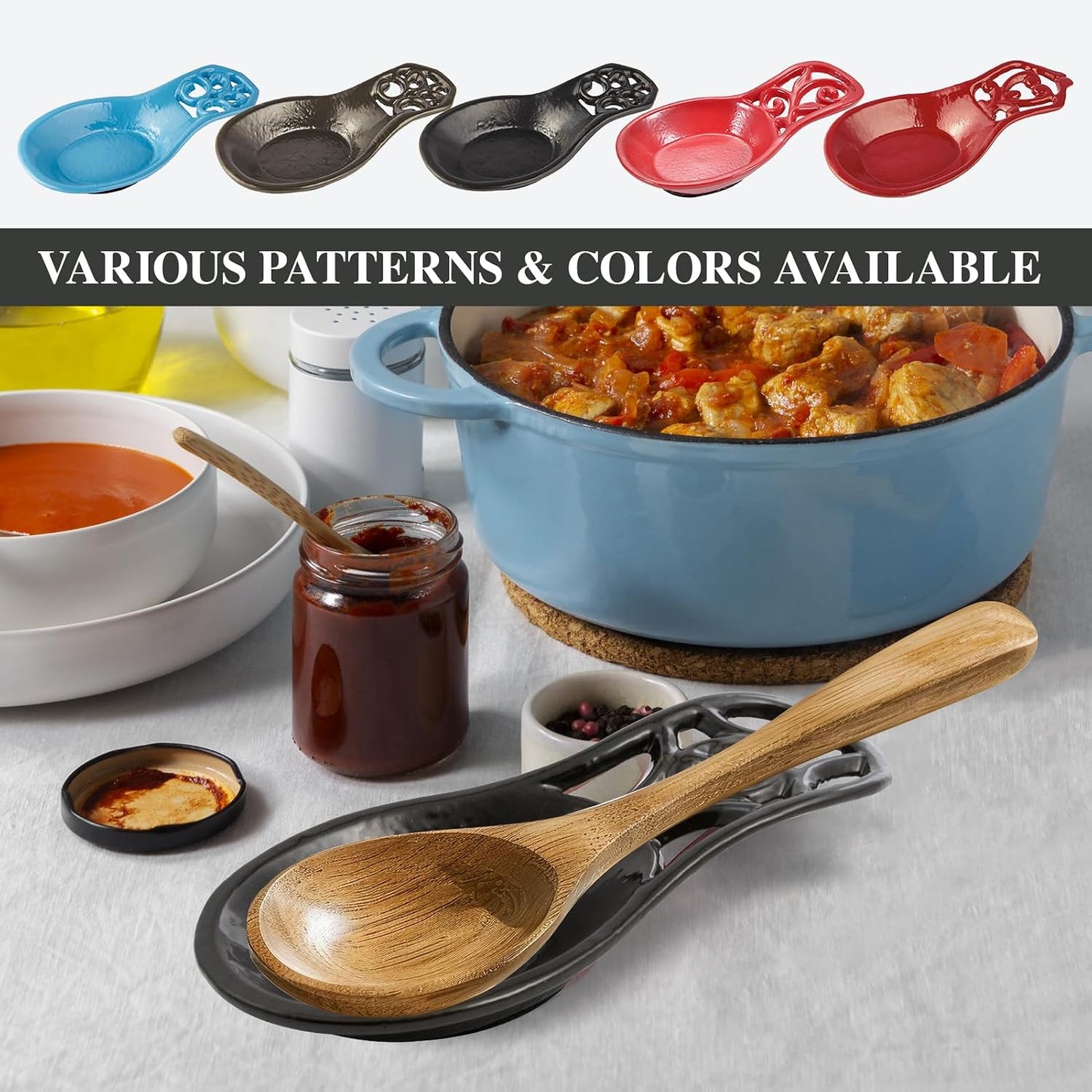 Soporte cuchara hierro fundido para estufa cocina