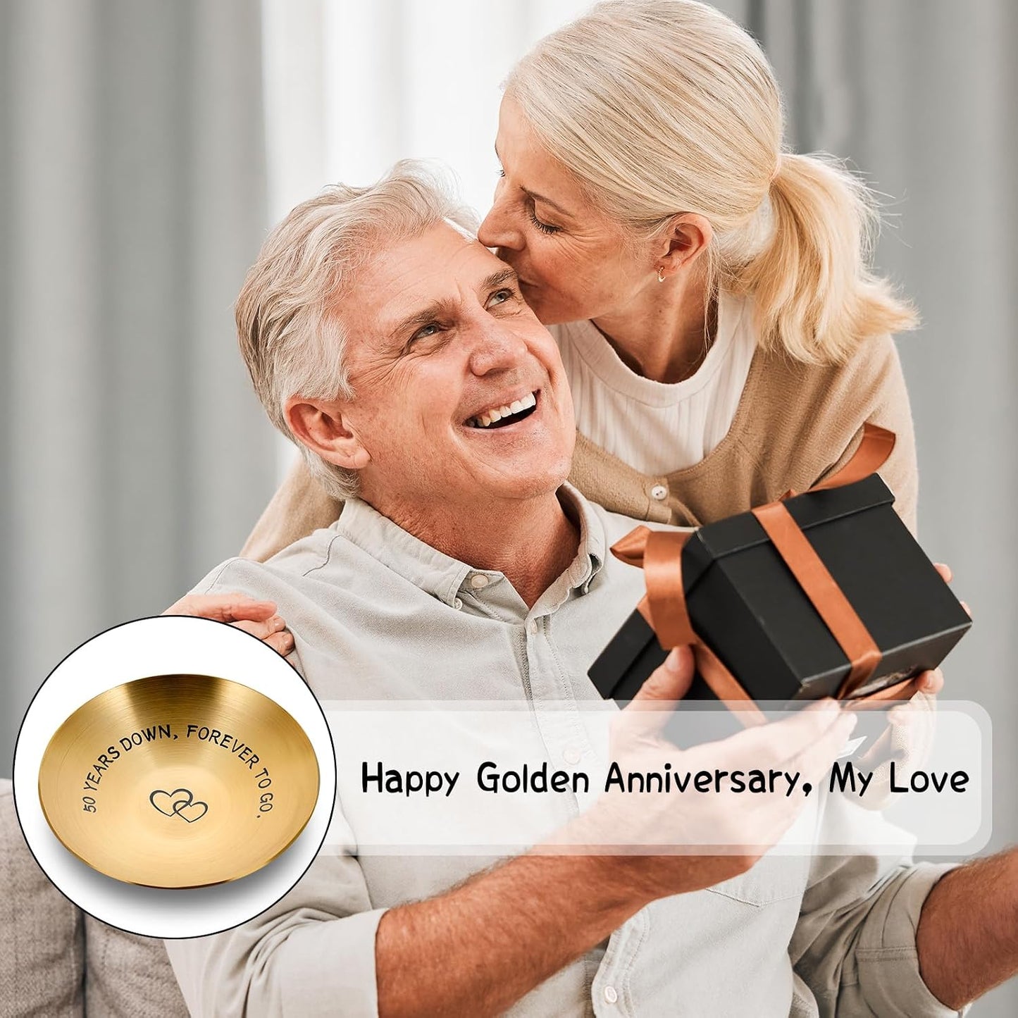 Bandeja regalo aniversario oro para padres y abuela