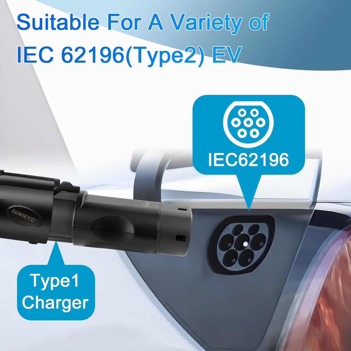 Adaptador EV Tipo 1 a Tipo 2 SAE J1772 a IEC62196