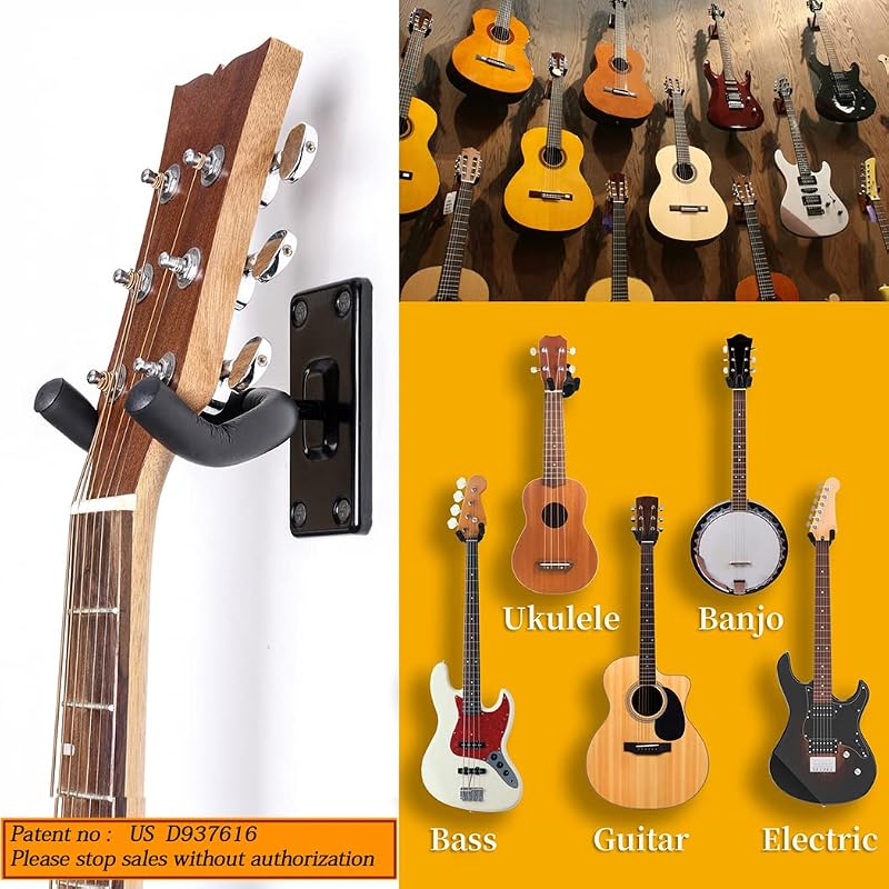 Soporte pared guitarra gancho metal negro