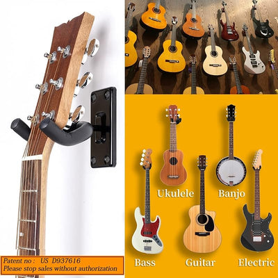 Soporte pared guitarra gancho metal negro