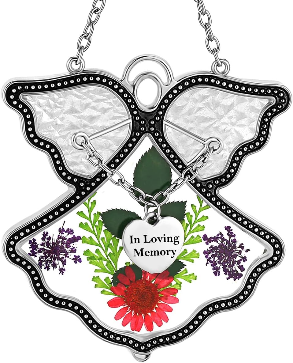 Atrapasoles angulares cristal con dije corazón metal duelo