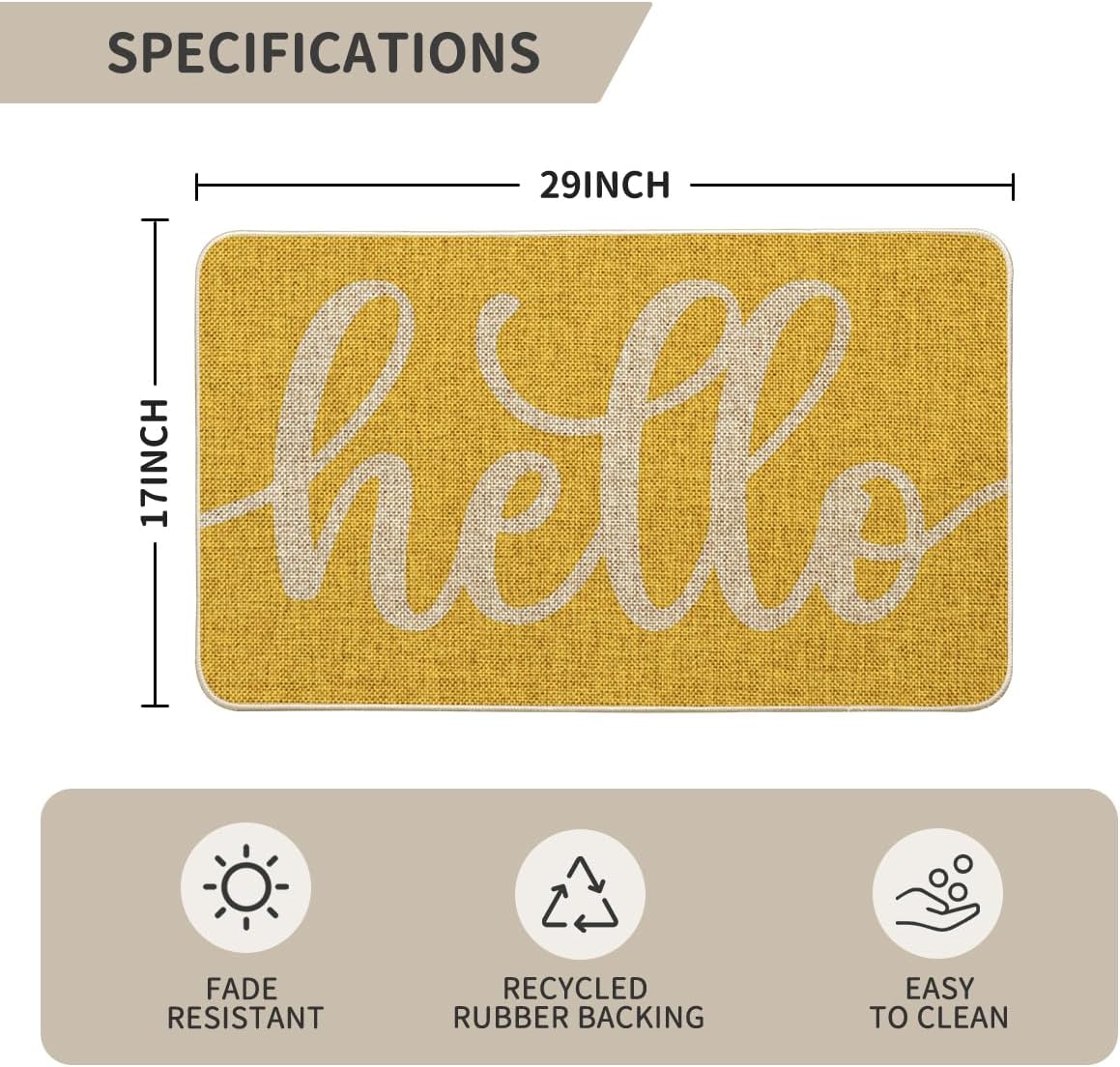 Tapete amarillo Hello Spring para hogar 17x29"