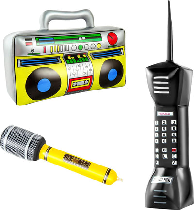 Caja radio inflable 90s micrófono accesorios fiesta hip hop