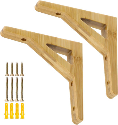 Soportes flotantes madera maciza para estantería pared set 2