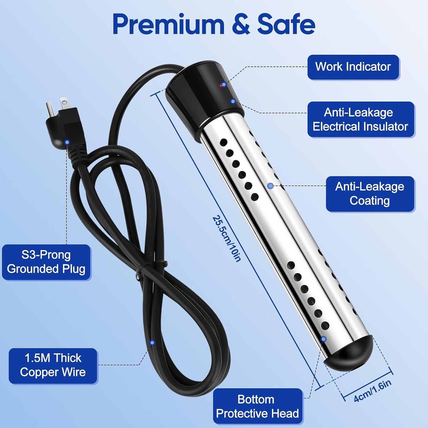Ducha portátil con calentador 8000mah 5 vel 6l/min camping