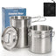 2 Tazas Camping Acero Inox Apilables con Bolsa Tapa