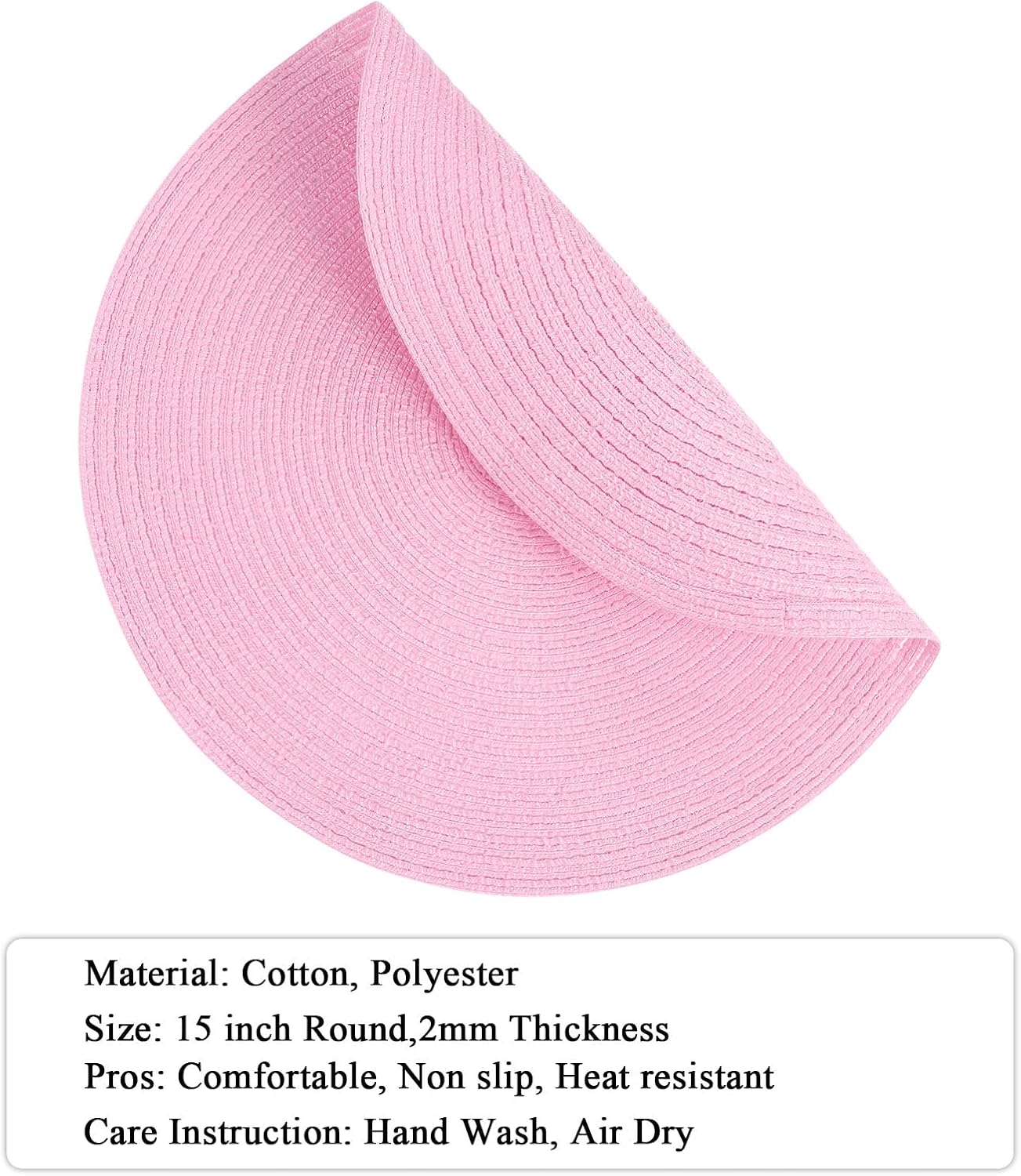 Set 4 Manteles Redondos Trenzados 15pulg Rosa