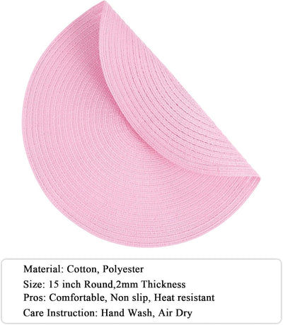 Set 4 Manteles Redondos Trenzados 15pulg Rosa