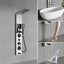 Panel ducha acero inox con lluvia y chorros ajustables negro