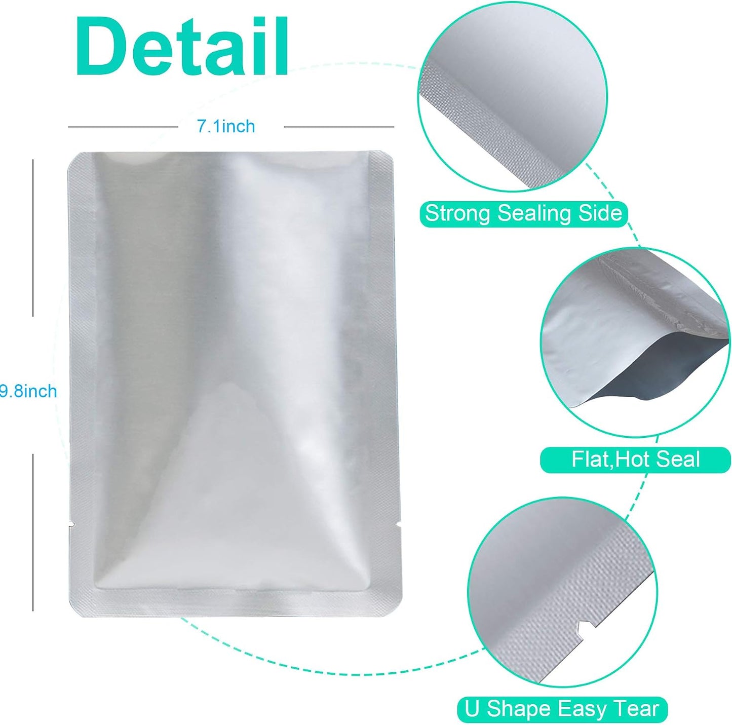 50 Bolsas Mylar 1qt para Almacenar Alimentos Café Té Granos