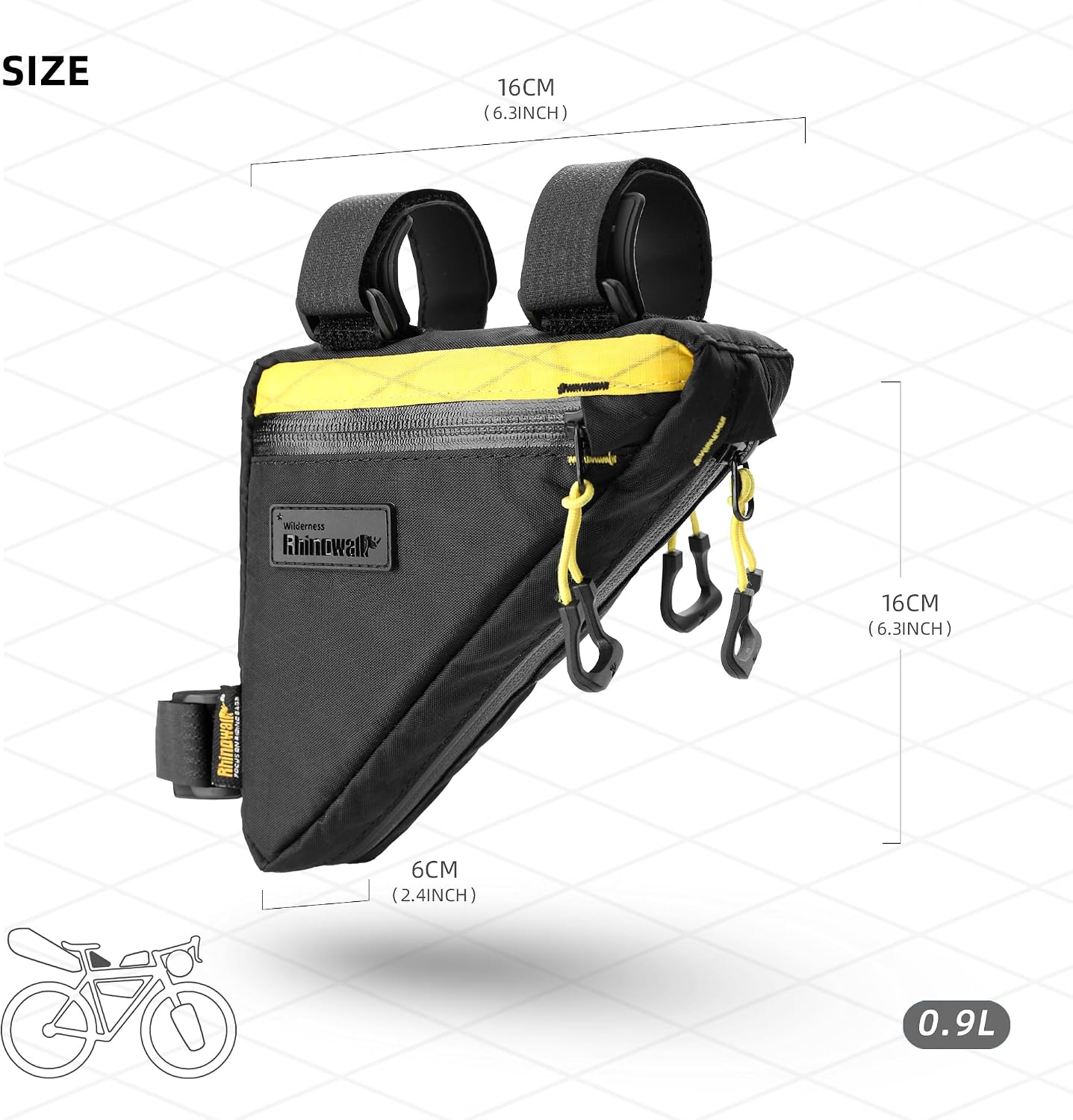 Bolsa triangular bicicleta impermeable YKK 0.9L blanco