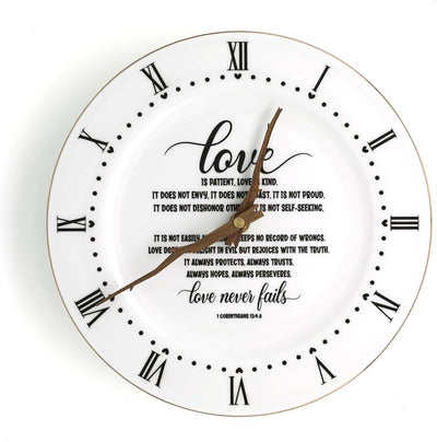 Reloj porcelana borde dorado decoración hogar 10pulg