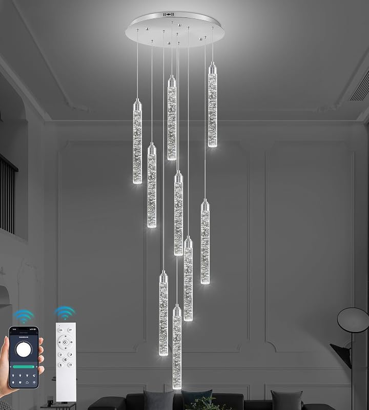 Candelabro cristal LED gota lluvia 9 luces control remoto