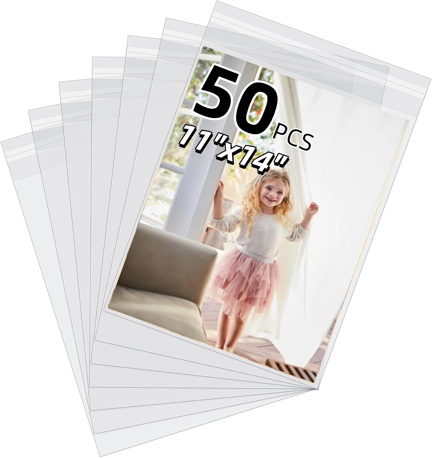50 Fundas Plástico Sin Ácidos 11x14pulg Transparentes