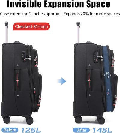 Maleta expandible 4 ruedas duradera cuadros 31pulg negro