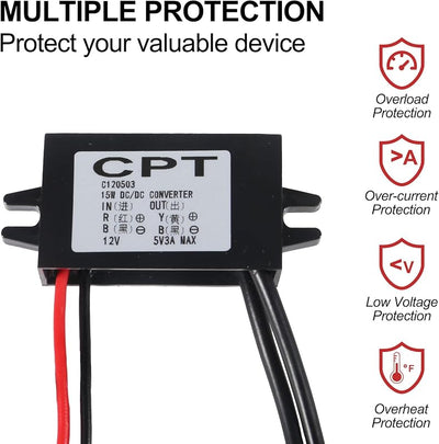 Convertidor 12v a 5v 3a coche USB dual