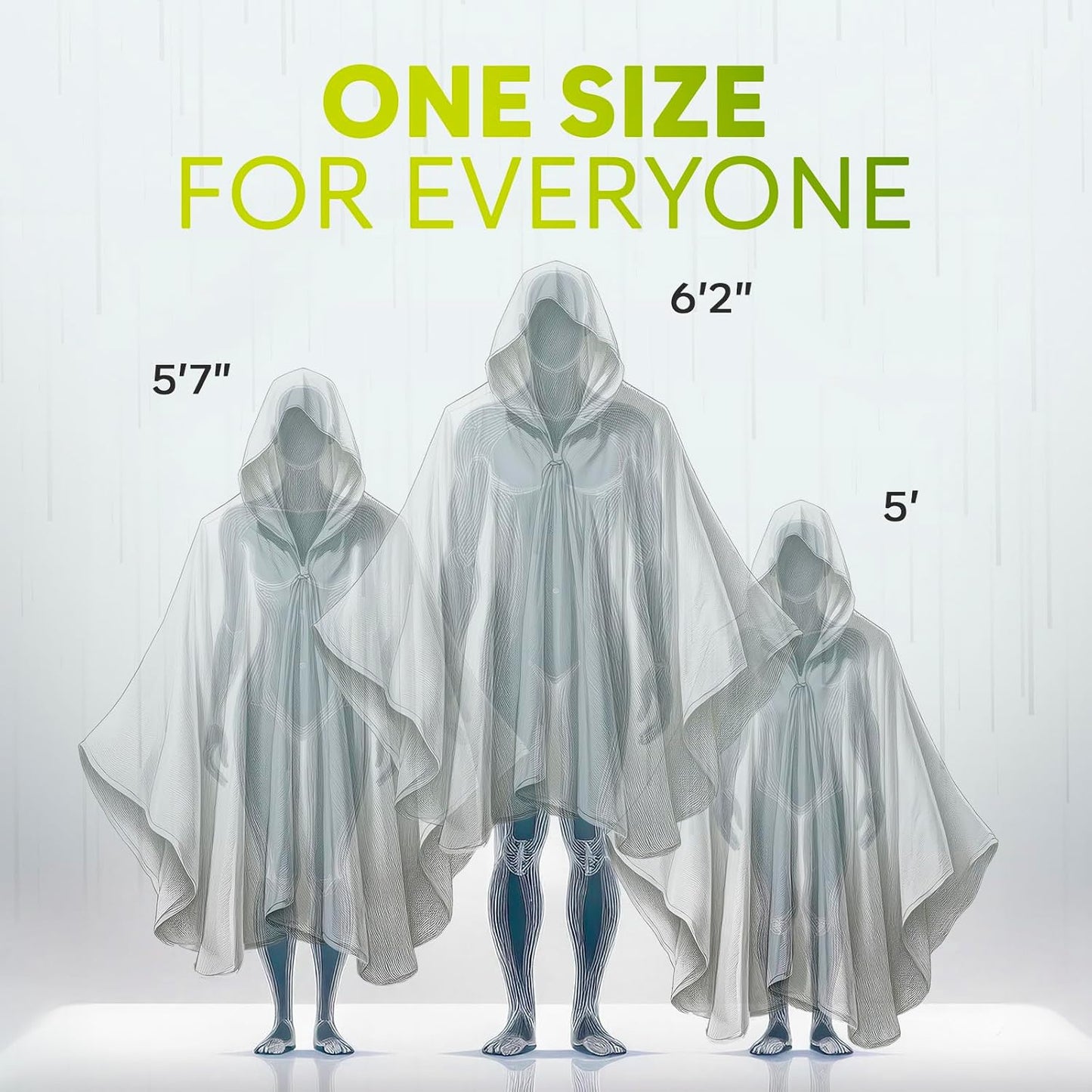 Poncho de lluvia transparente para adultos con capucha
